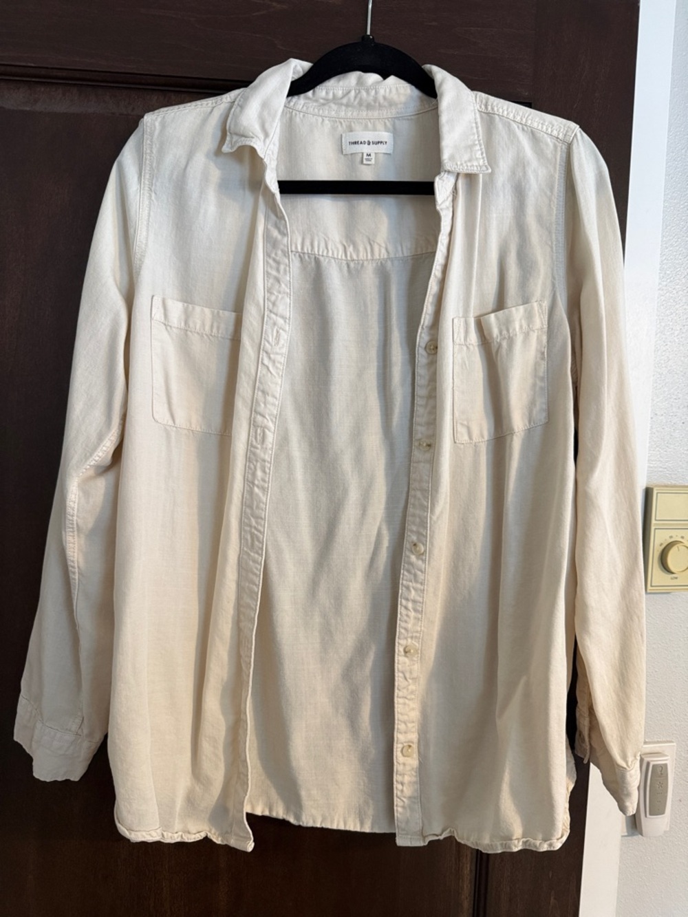 Thread & Supply Cream Button-Front Shirt Jacket